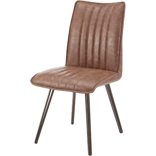 Reino Dining Chair in Tufted Antique Cigar Brown Leatherette (Set of 2)